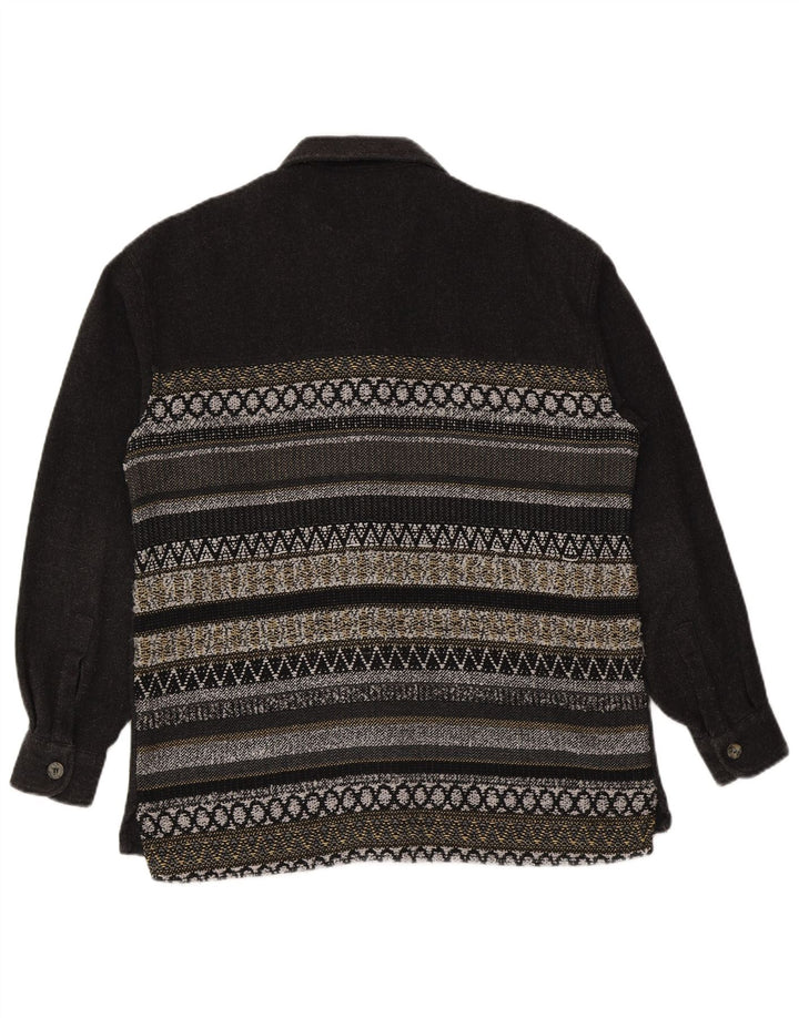 Vintage herre flannel skjorte stor grå geometrisk