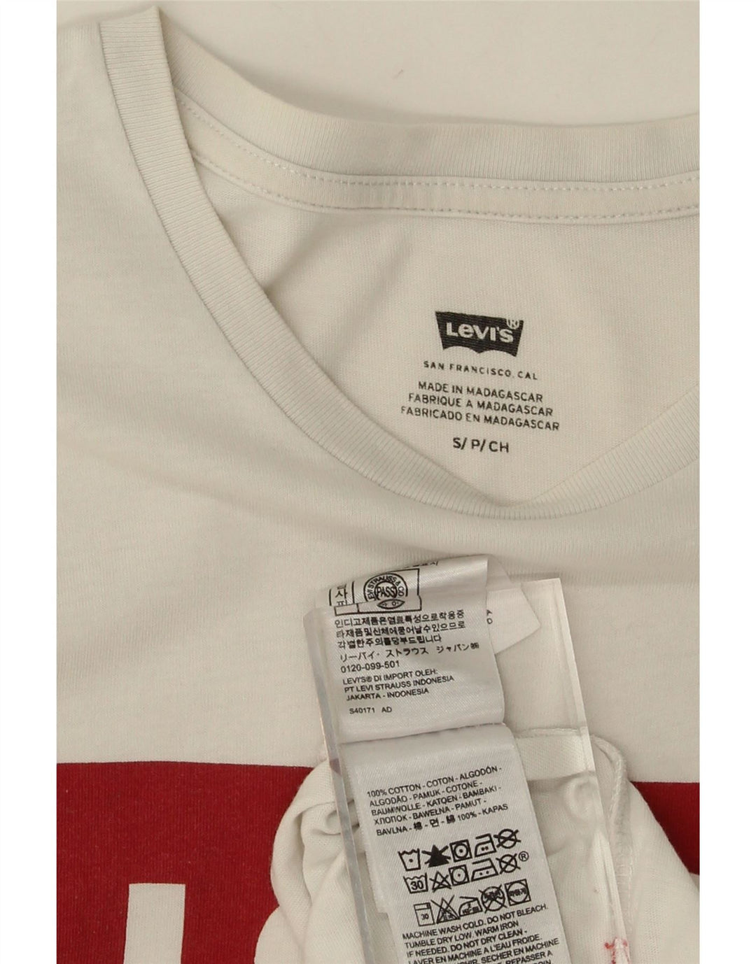 LEVI'S Mens Graphic T-Shirt Top Small White Cotton Vintage Levi's and Second-Hand Levi's from Messina Hembry 
