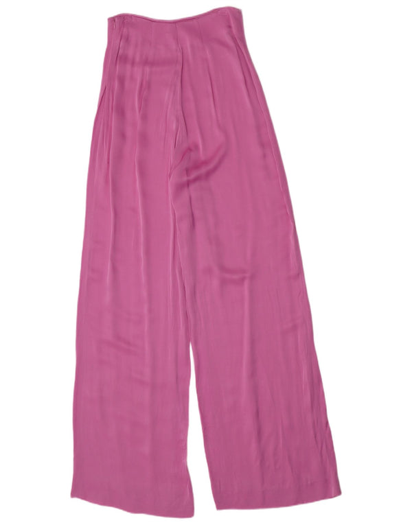 Zara kvinders højtaljede brede ben Casual bukser Medium W28 L33 Pink