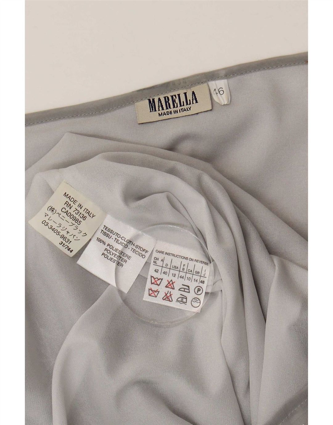 Marella Dame Se Through Bluse Top UK 14 Large Grey Floral Polyester
