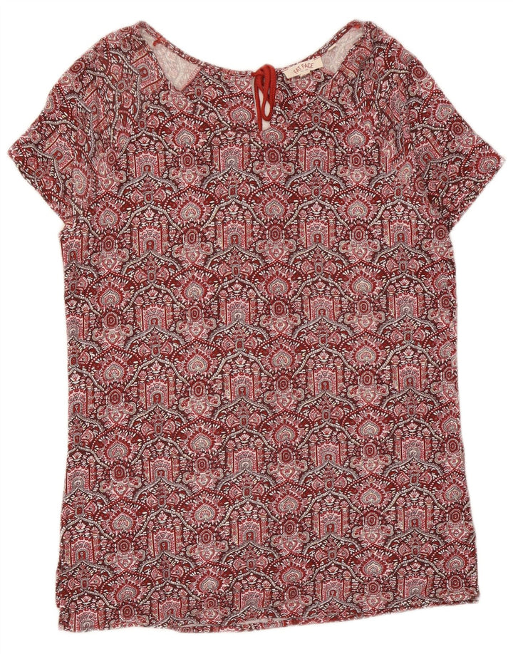 Fat Face Dame Tunika Top UK 12 Medium Red Floral Viscose