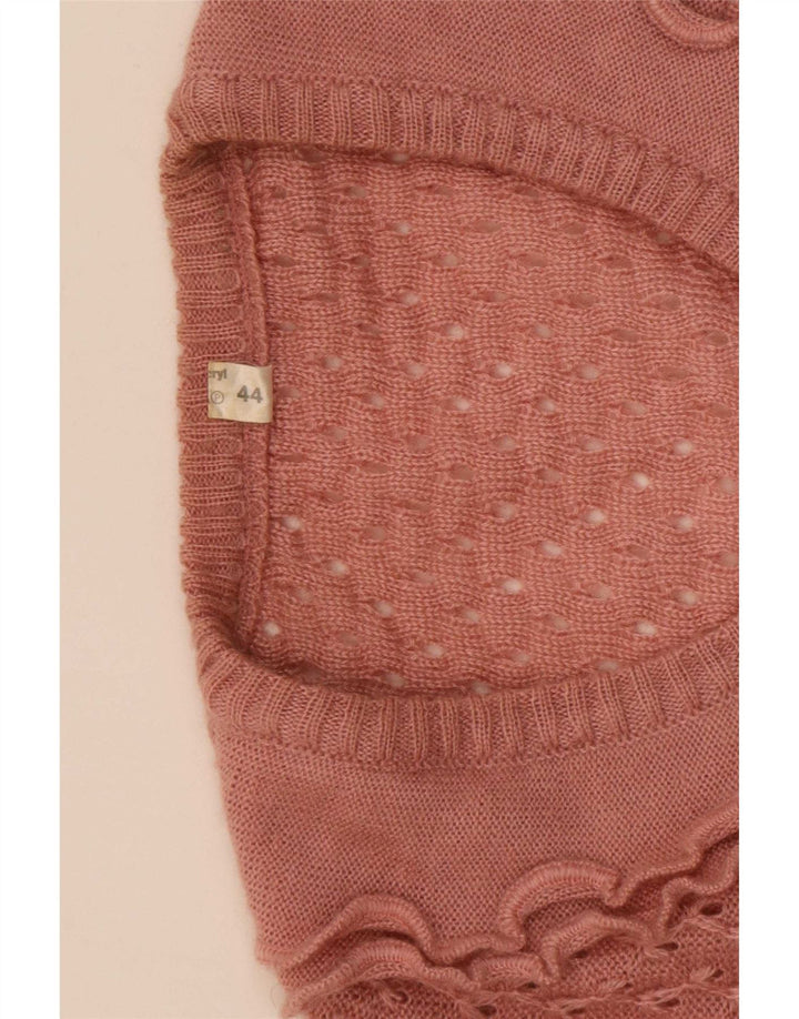 Vintage kvinders flæse foran V-hals sweater IT 44 Medium Pink