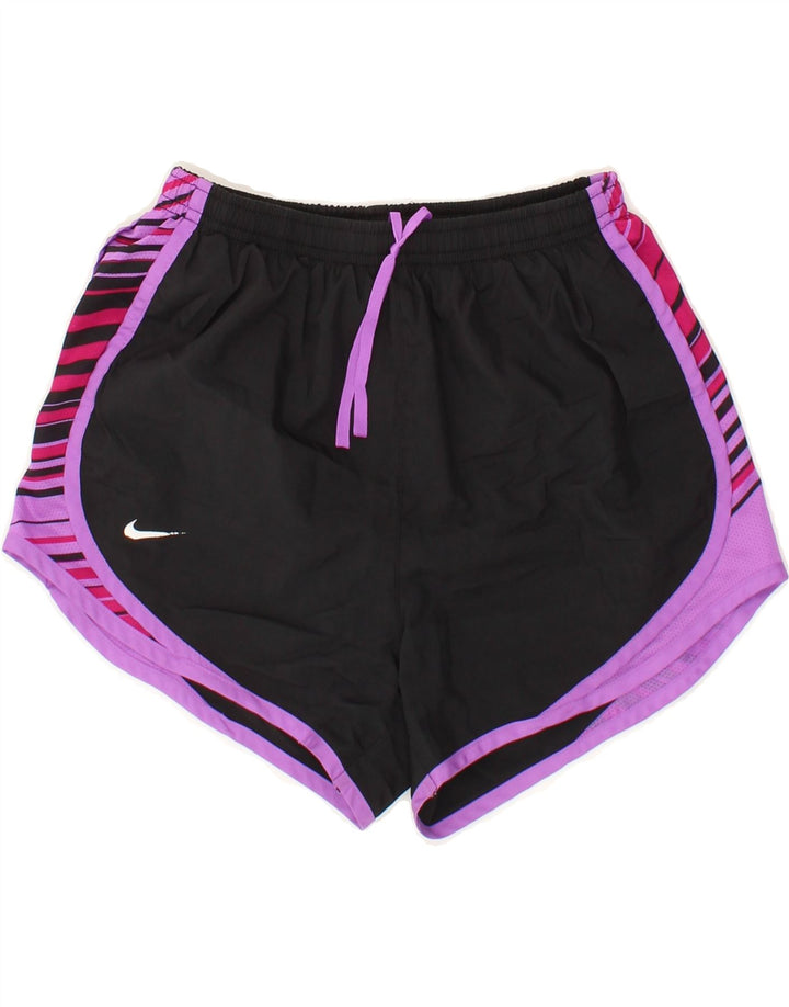 NIKE Womens Sport Shorts UK 4 XS Black Striped Polyester Vintage Nike and Second-Hand Nike from Messina Hembry 