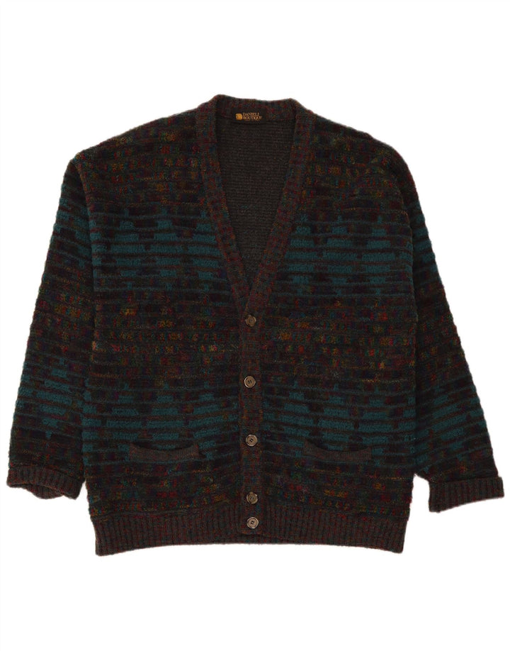Vintage herre cardigan sweater stor flerfarvet geometrisk
