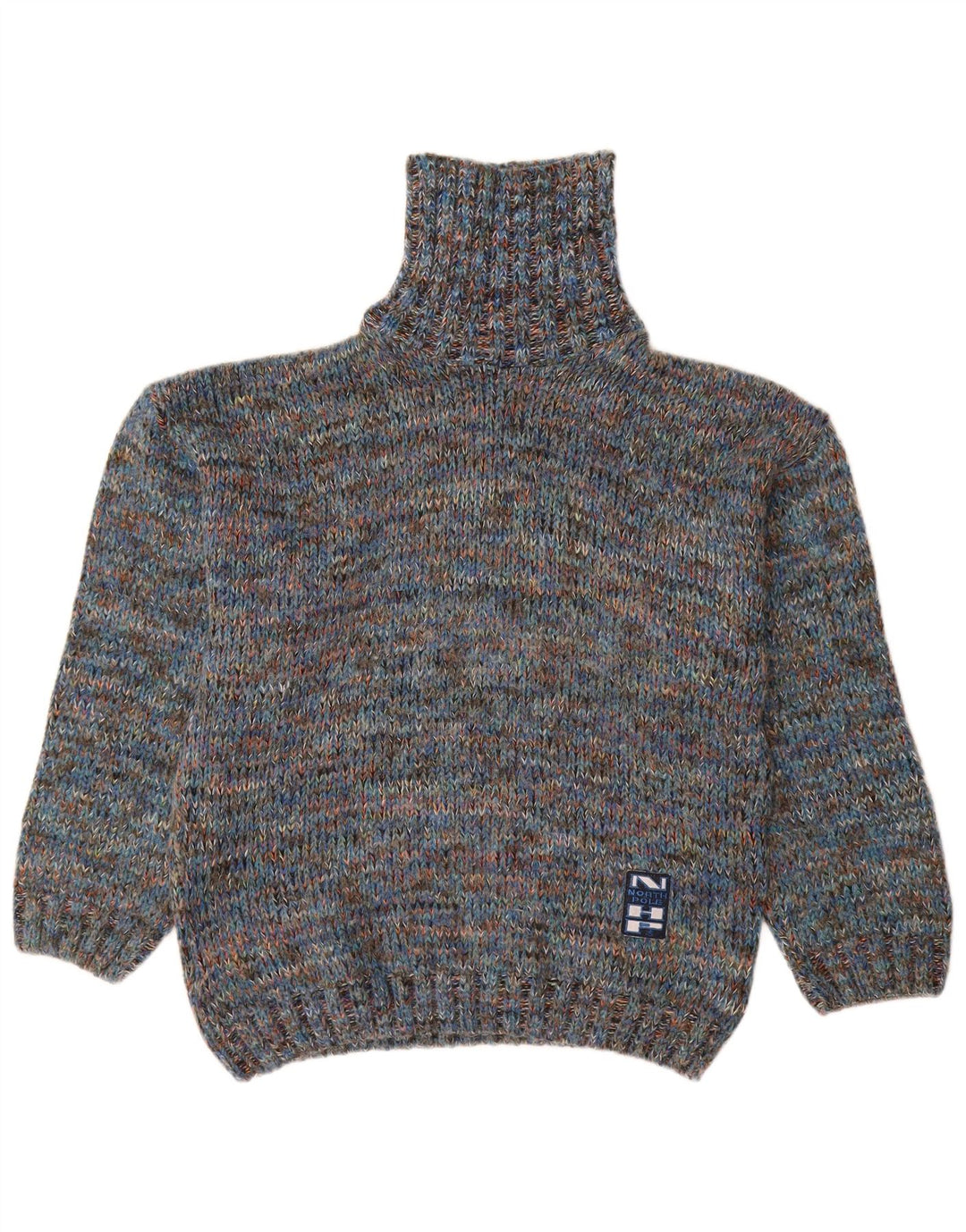 NORTH POLE Herre Rullehals sweater Medium Blue Flecked Wool
