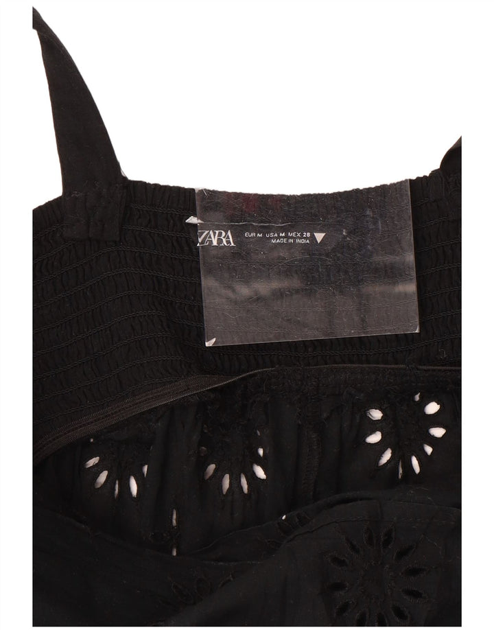 Zara Dame ærmeløs Maxikjole UK 12 Medium Sort