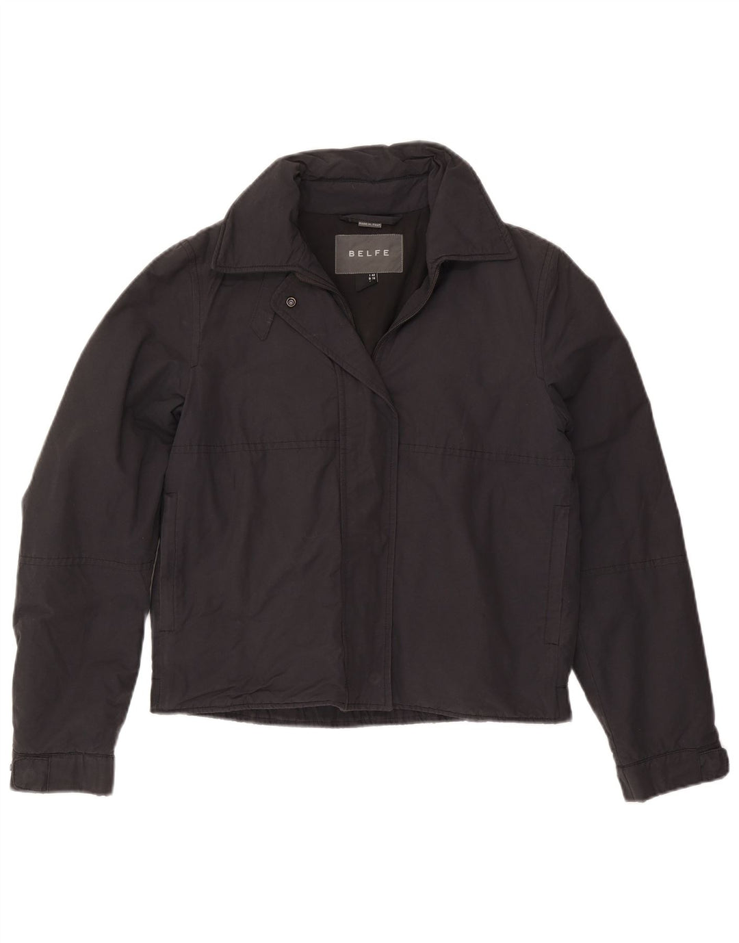 Belfe Womens Bomber Jacket UK 8 Small Black Bomuld