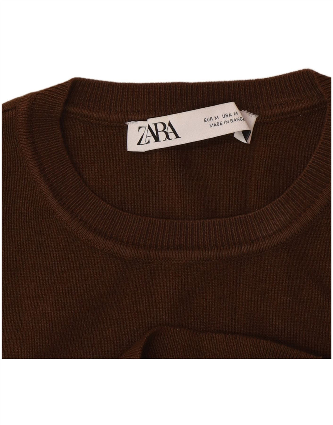 Zara Dame Ærmeløs Crop Top UK 12 Medium Brun Viscose