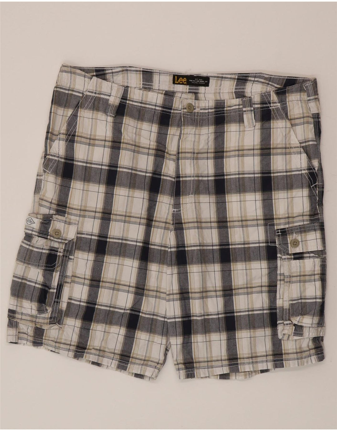 Lee Herre Cargo Shorts W40 XL Hvid ternet bomuld
