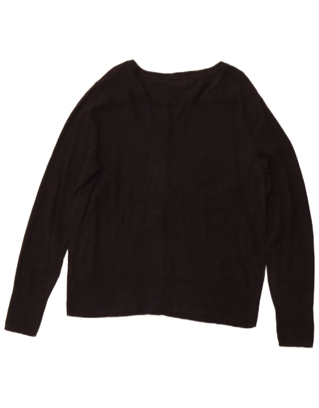EDDIE BAUER Dame Cardigan Sweater UK 16 Stor Sort Bomuld