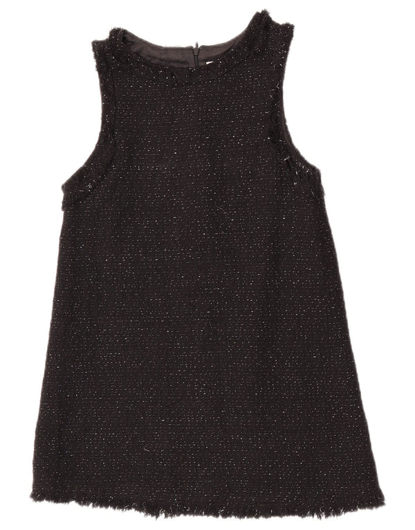 Zara Girls Sleeveless A-Line Dress 11-12 Years Black Flecked Cotton