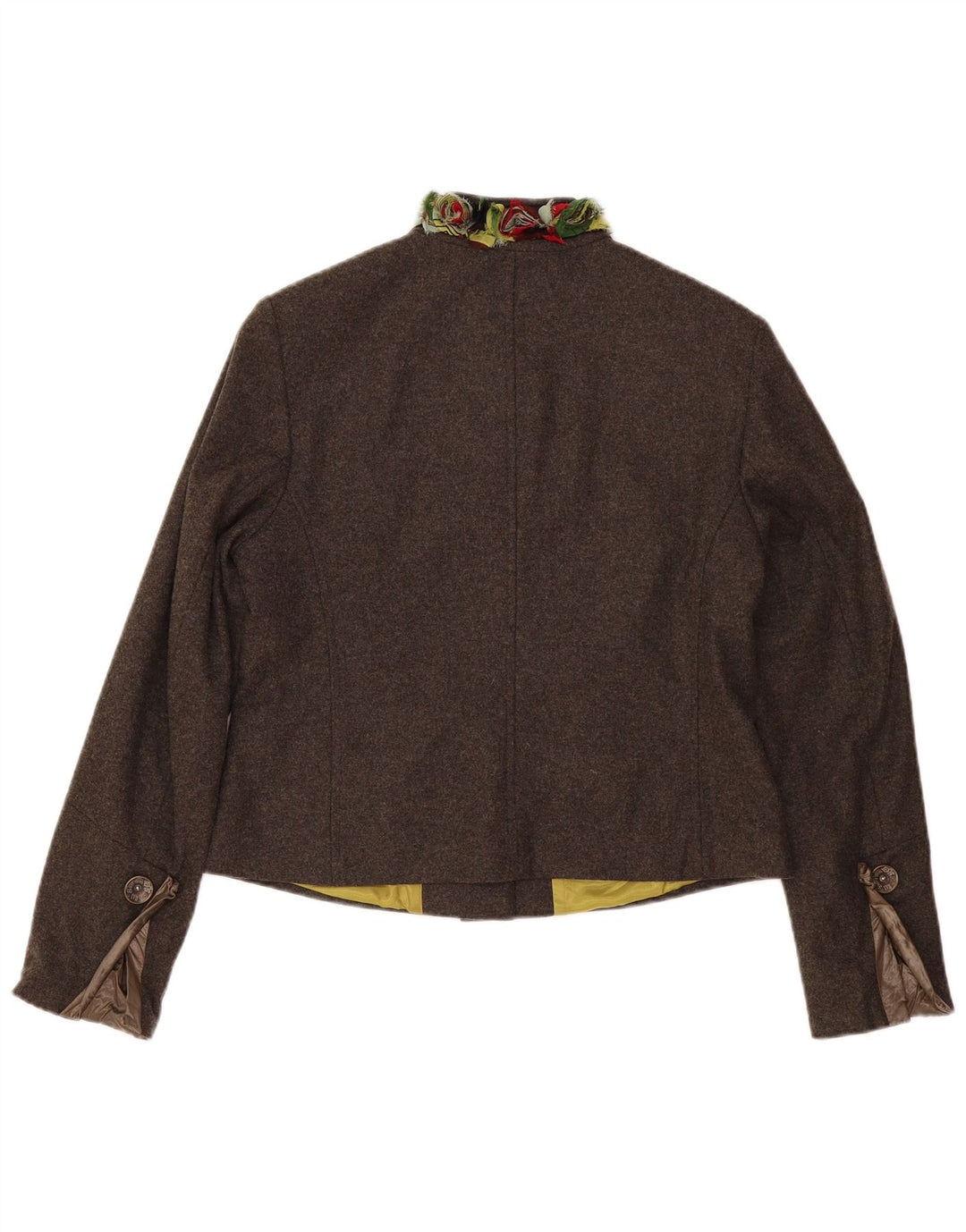 Vintage dame 7-knaps blazerjakke EU 42 Large Brown Virgin Wool