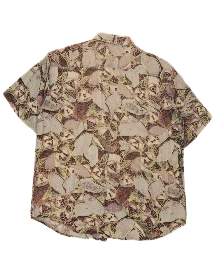 Vintage Kortærmet Herreskjorte Medium Multicolored Floral Viscose