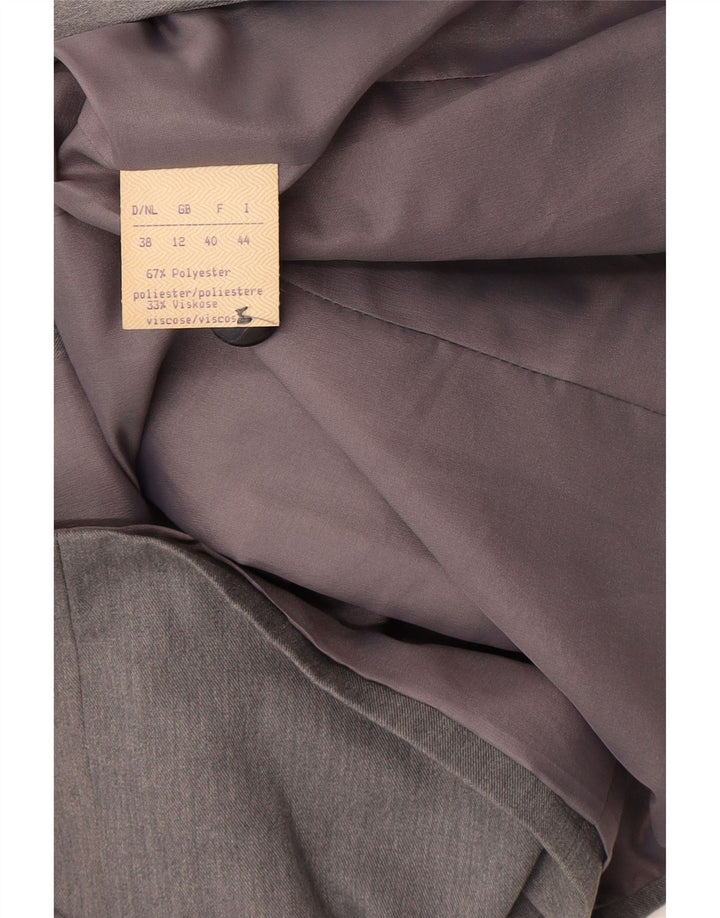 Vintage Dame 1 Knap Blazer Jacket UK 12 Medium Grey Floral Polyester