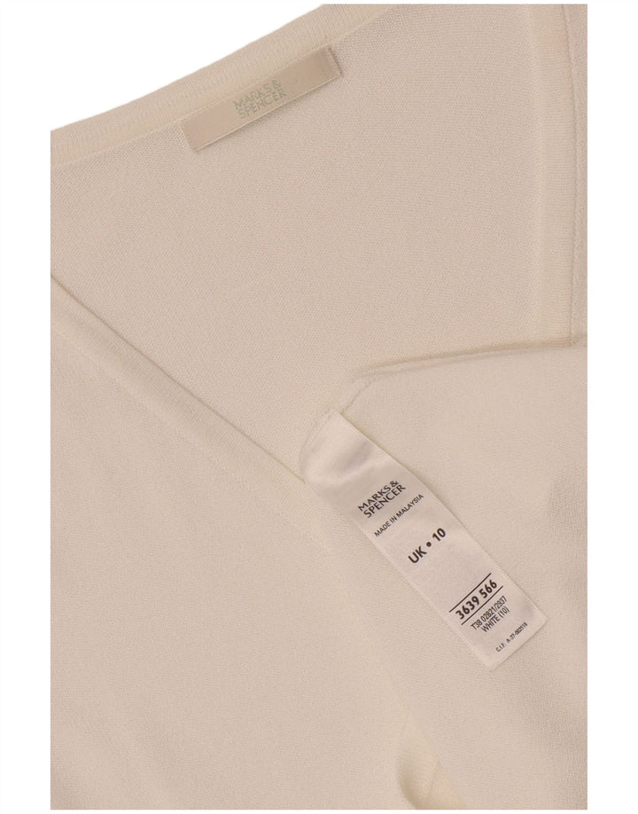 Marks & Spencer dame cardigan sweater 3/4 ærmer UK 10 Small White