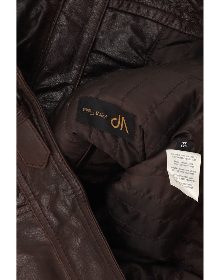 Vintage Herre Bomber Læderjakke IT 54 2XL Brun Læder