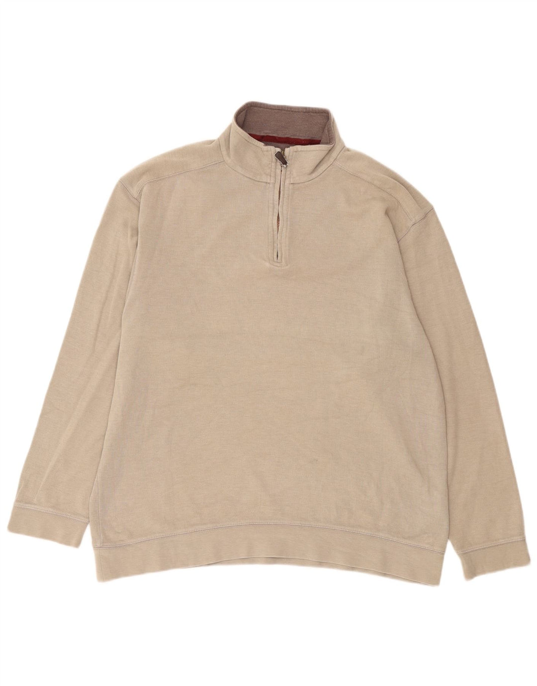 Marks & Spencer Herre Blue Harbor Zip Neck Sweatshirt Jumper Large Beige