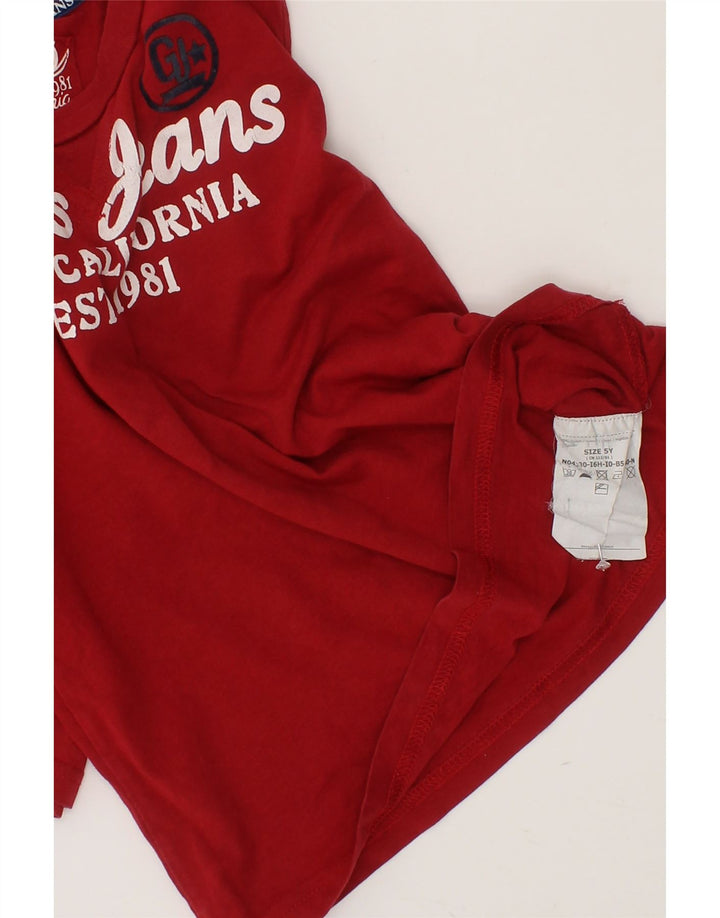 GUESS Girls Graphic Top Long Sleeve 4-5 Years Red Cotton Vintage Guess and Second-Hand Guess from Messina Hembry 