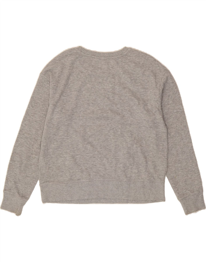 REEBOK Womens Graphic Sweatshirt Jumper UK 16 Large Grey Cotton Vintage Reebok and Second-Hand Reebok from Messina Hembry 