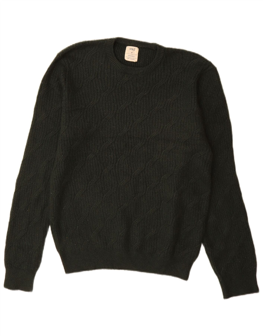 Marks & Spencer Herre sweater med rund hals, mellemgrøn polyamid
