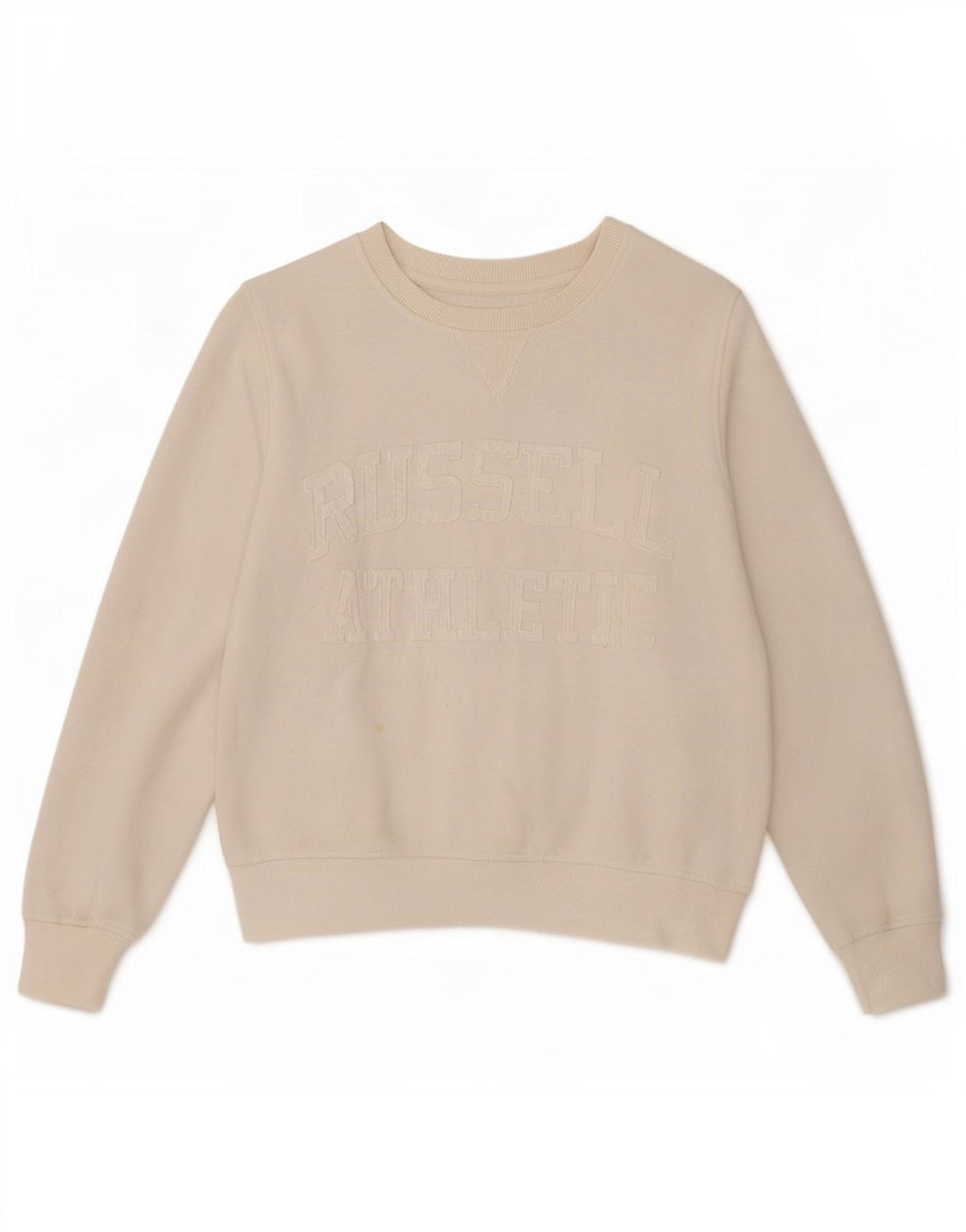 Russell Athletic Womens Grafisk Sweatshirt Jumper UK 14 Medium Off White