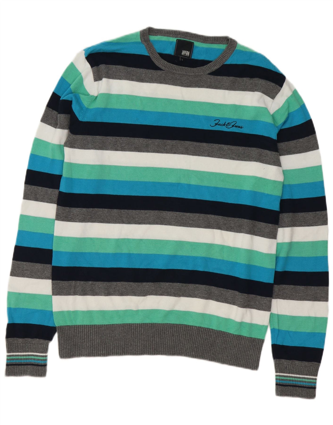 Jack & Jones herre rund hals sweater stor flerfarvet stribet