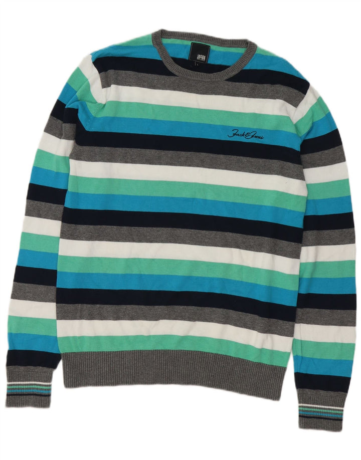 Jack & Jones herre rund hals sweater stor flerfarvet stribet