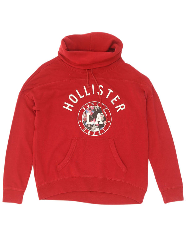 Hollister Dame Los Angeles Oversized Sweatshirt Jumper UK 10 Lille Rød