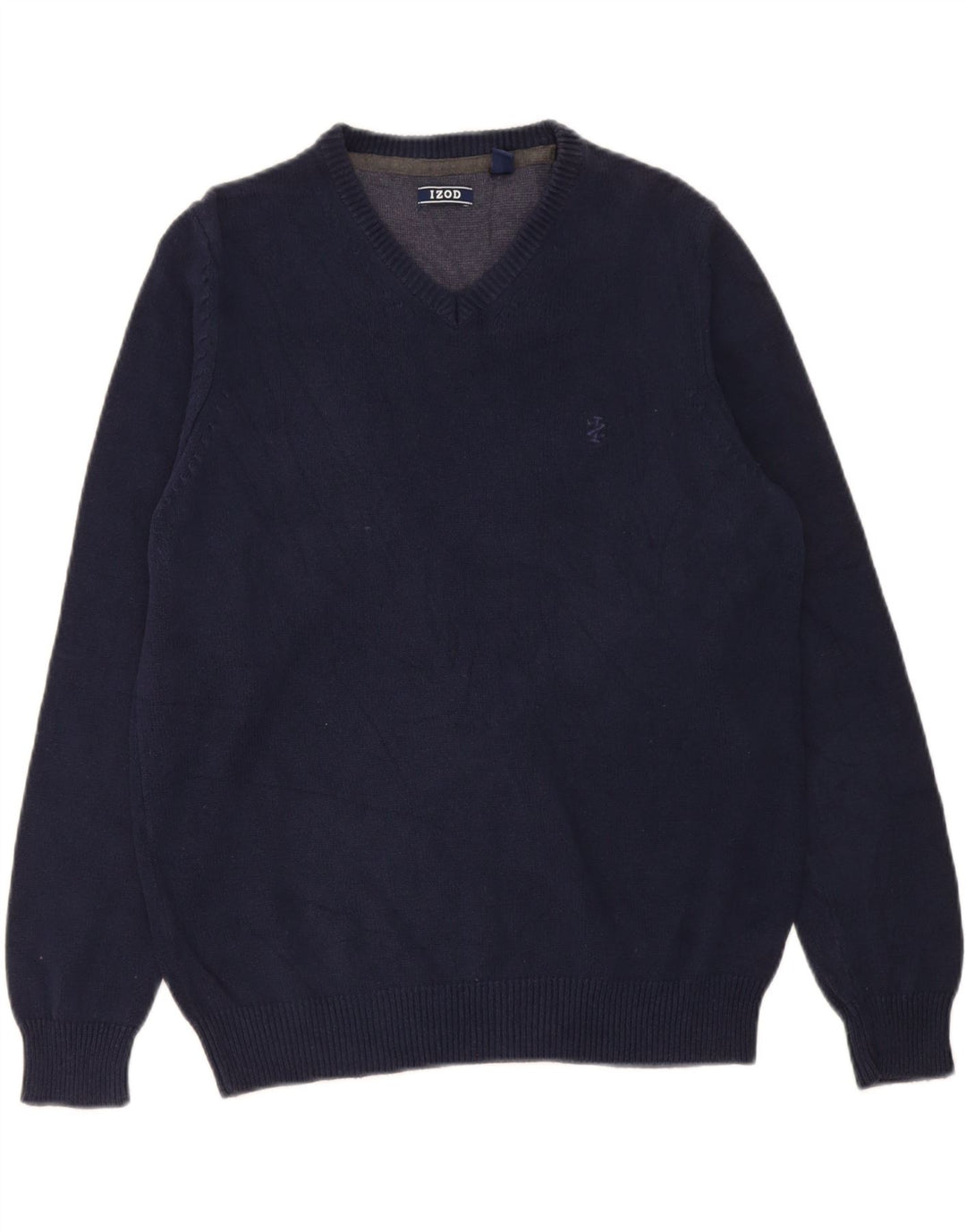 IZOD Mens V-Neck Jumper Sweater Medium Navy Blue Cotton Vintage Izod and Second-Hand Izod from Messina Hembry 