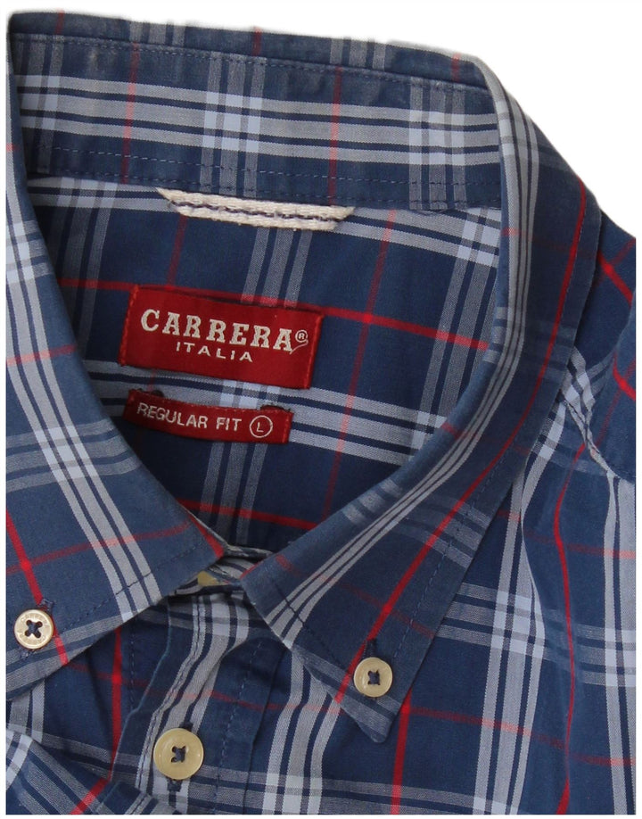 CARRERA Herre Regular Fit Kortærmet Skjorte Large Blue Check