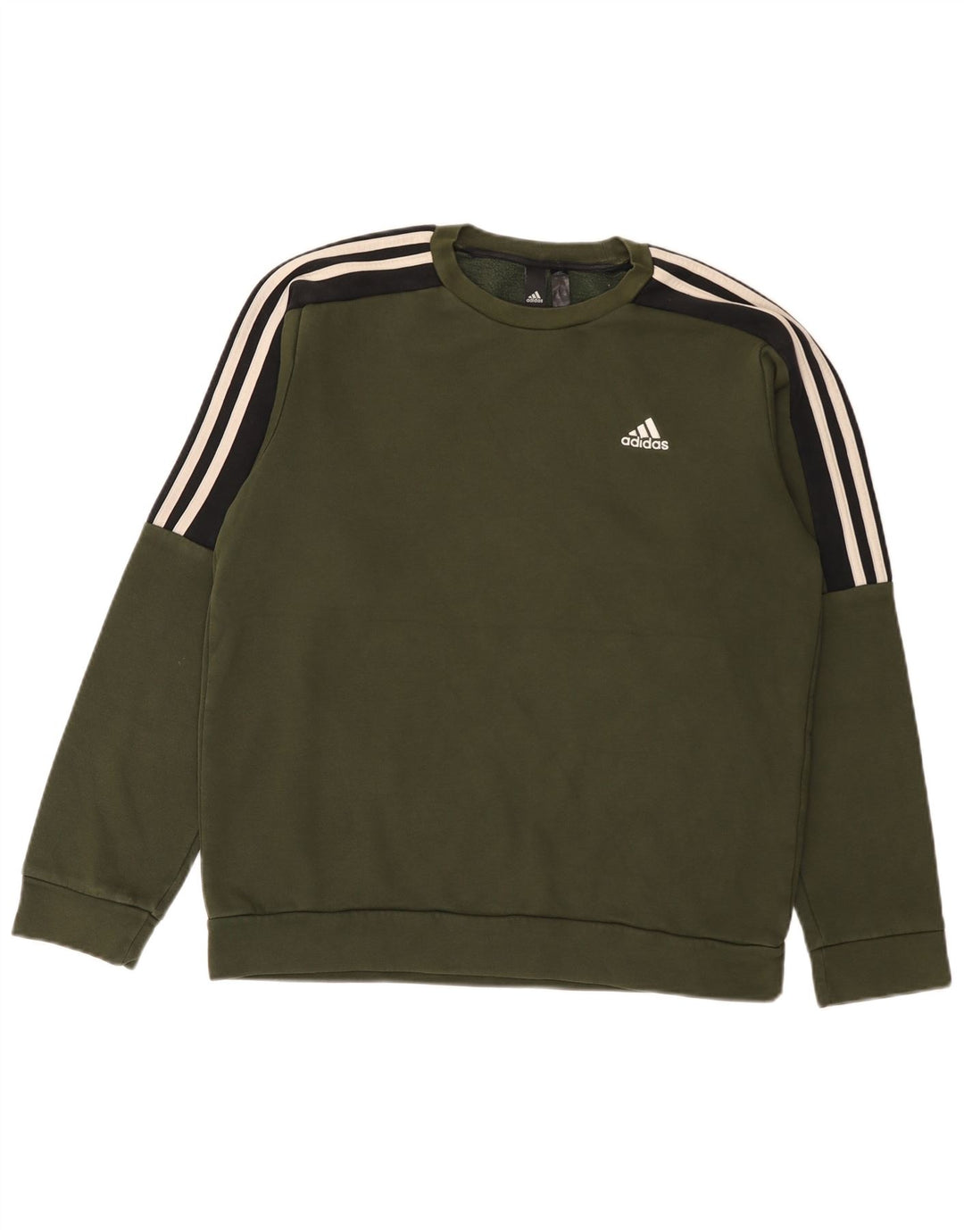 Adidas Sweatshirt til mænd, lille Khaki Colourblock Bomuld