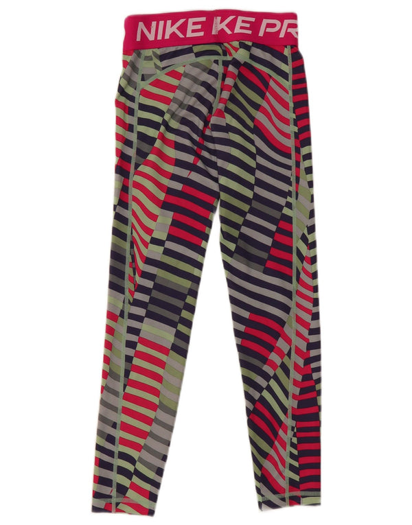 Nike piger Dri Fit grafiske leggings 8-9 år Små flerfarvede stribede