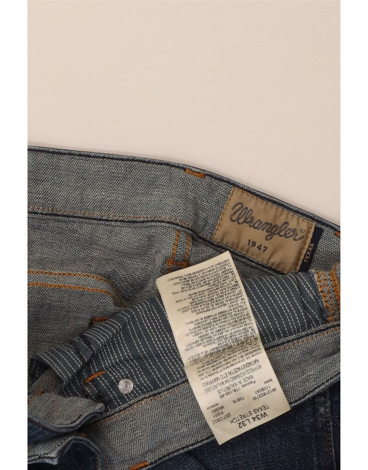 Wrangler Herre Texas Stretch Straight Jeans W34 L27 Blå Bomuld