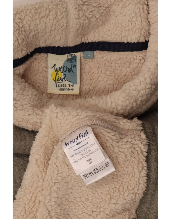 Weird Fish Dame Sherpa Roll Neck Sweatshirt Jumper UK 12 Medium Green