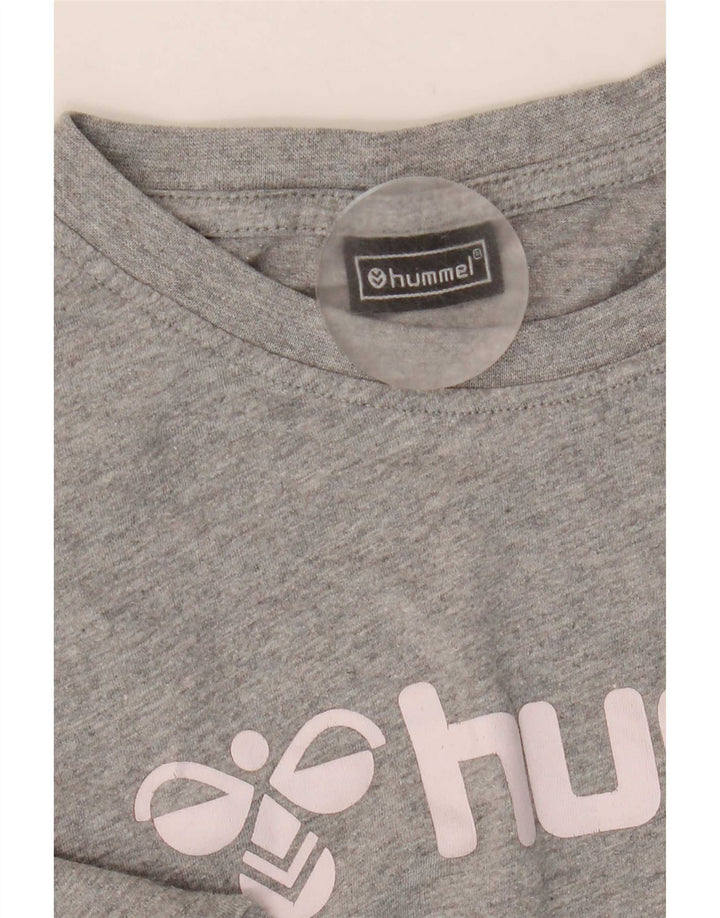 Hummel Herre grafisk T-shirt Top Medium Grey Flecked Bomuld