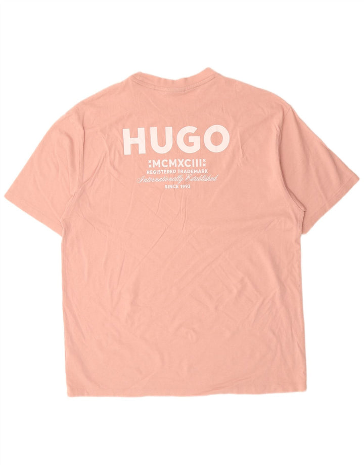 HUGO BOSS Herre grafisk T-shirt top XL Pink bomuld