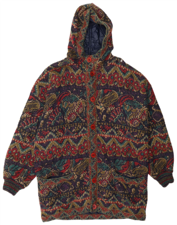 Vintage herre abstrakt mønster vendbar jakke UK 42 XL flerfarvet