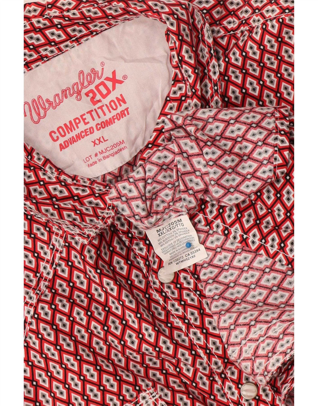 Wrangler herreskjorte 2XL rød geometrisk bomuld