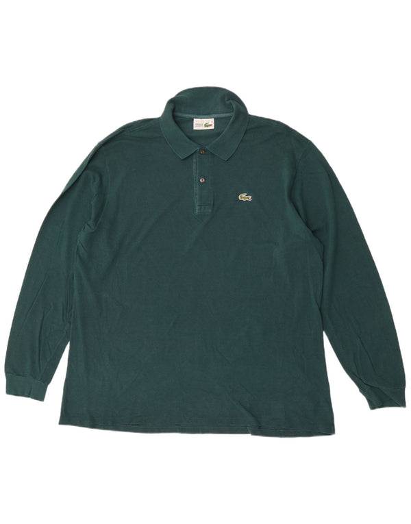 Lacoste Mens Long Sleeve Polo Shirt Size 7 2XL Green Cotton