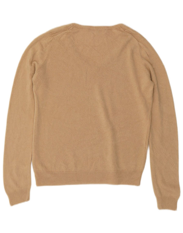Marks & Spencer Dame V-hals sweater UK 12 Medium Beige Akryl