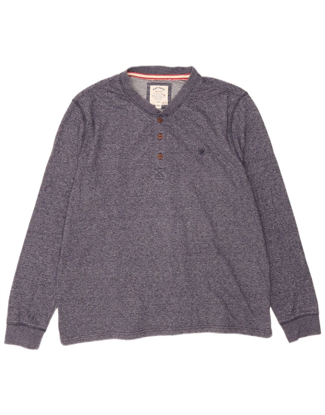 Fat Face Herre Top Langærmet 2XL Navy Blue Bomuld