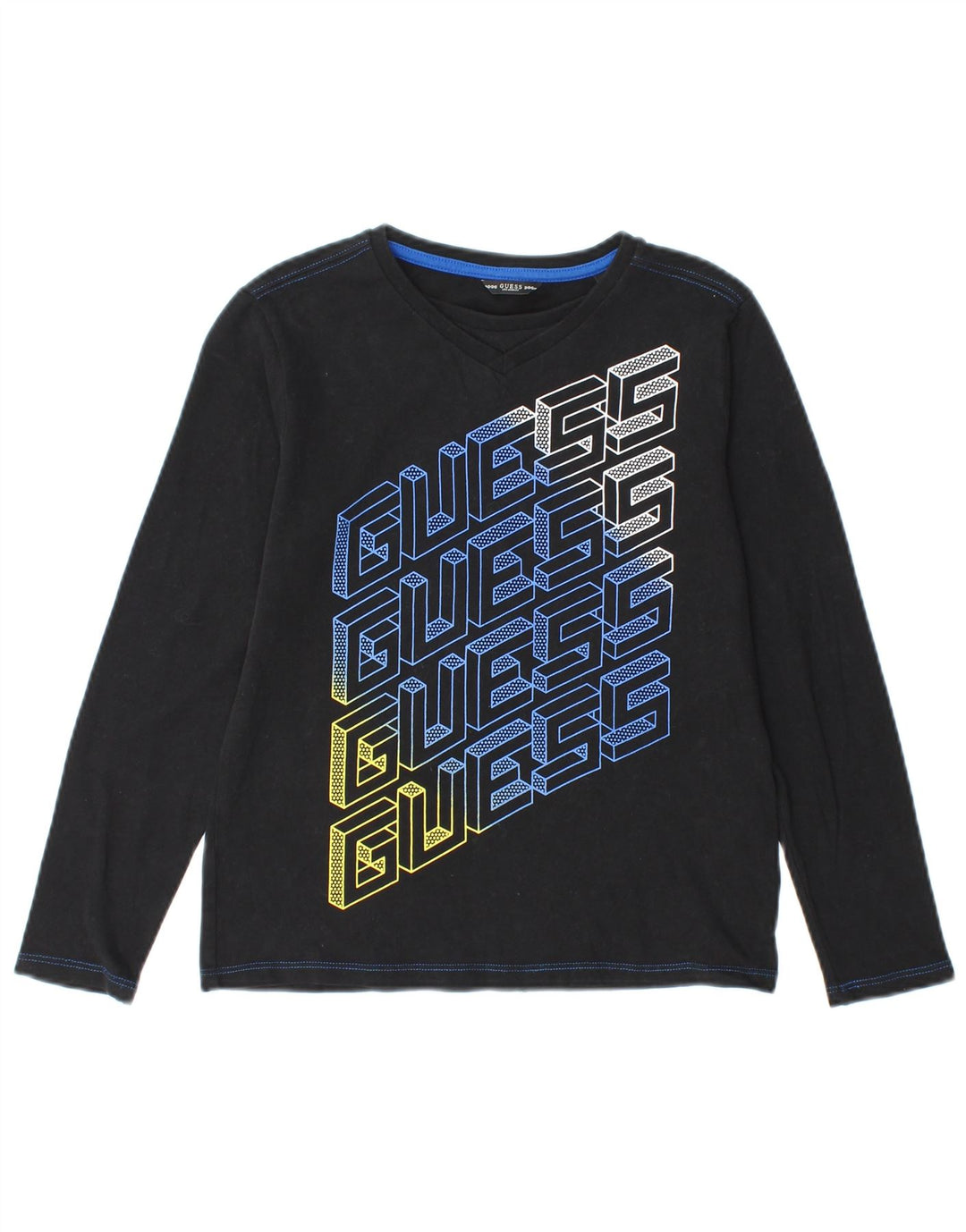 GUESS Boys Graphic Top Long Sleeve 9-10 Years Black Cotton