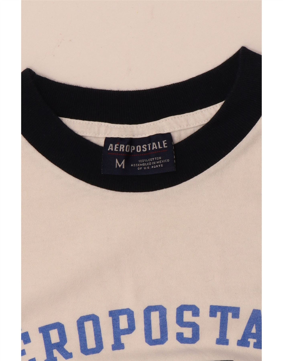 Aeropostale Herre grafisk T-shirt Top Medium White Colourblock Bomuld