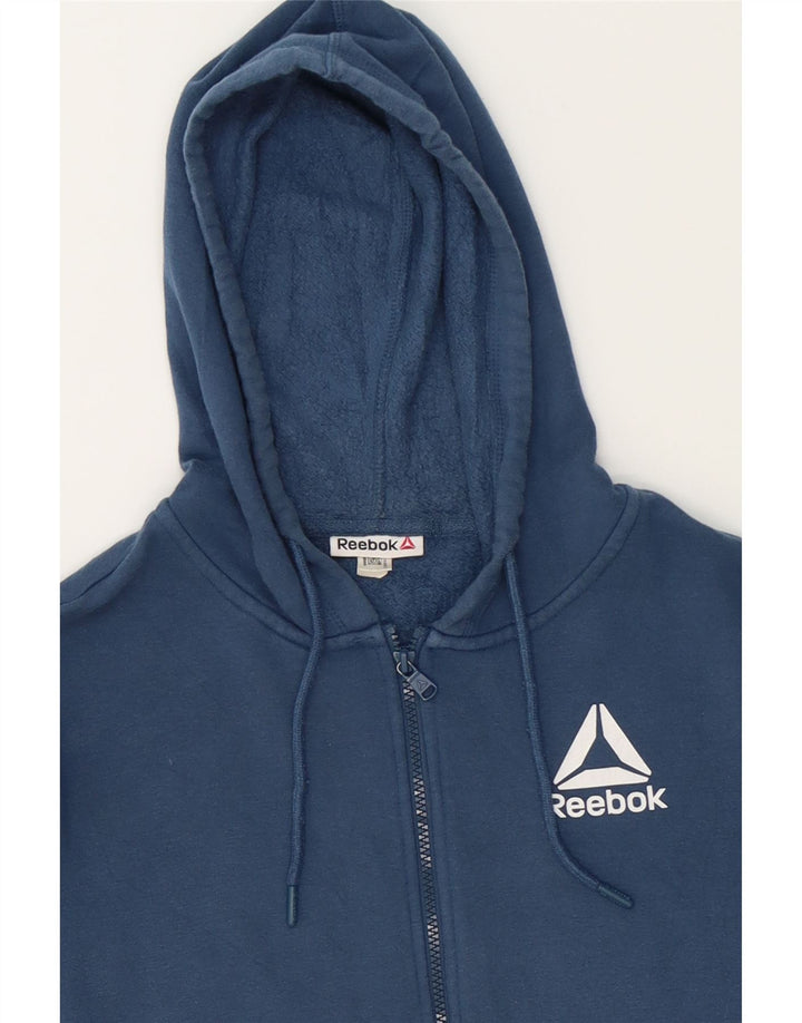 REEBOK Womens Zip Hoodie Sweater UK 16 Large Blue Vintage Reebok and Second-Hand Reebok from Messina Hembry 