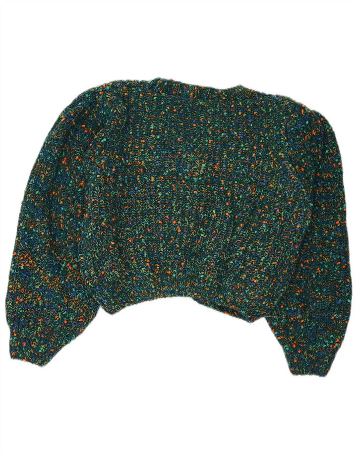 Cider Dame Crop Cardigan Sweater UK 16 Large Green Flecked Polyester