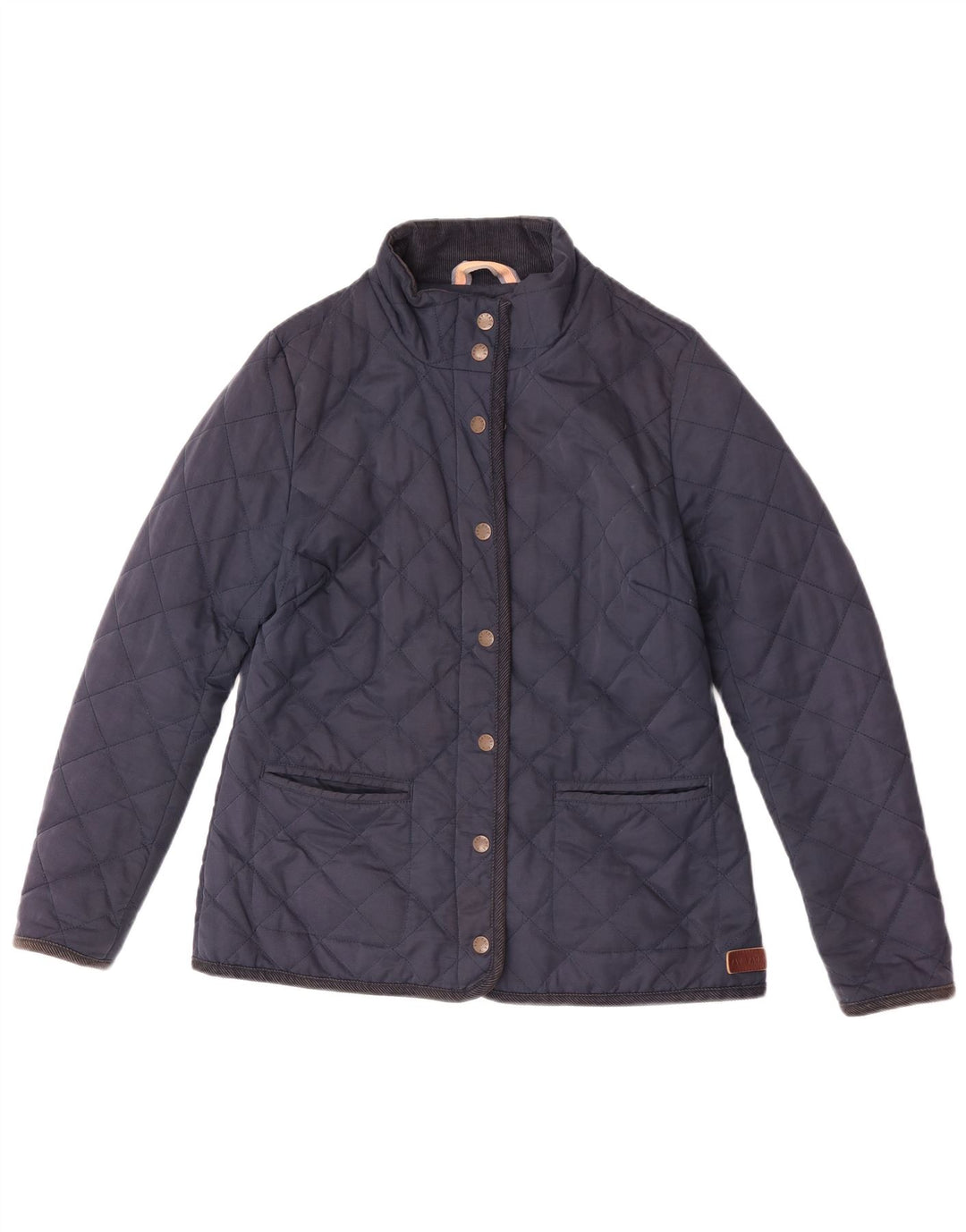 Fat Face Dame Quilted Jacket UK 12 Medium Navy Blue Polyester