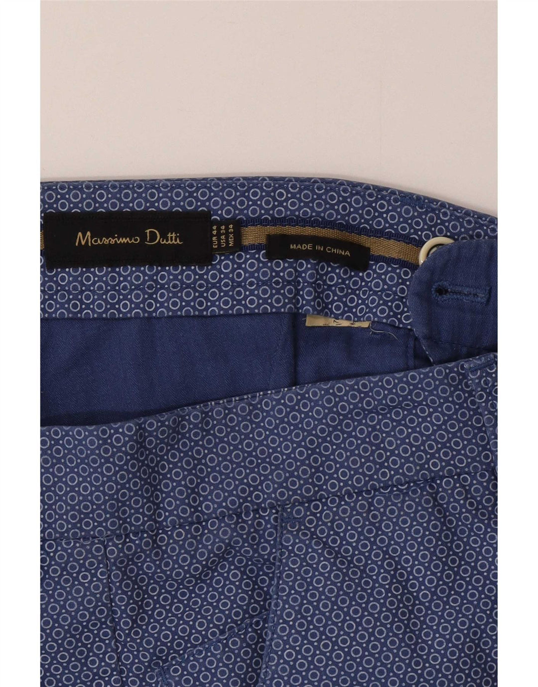 Massimo Dutti Herre Chino Shorts EU 44 Large W34 Navy Blue Spotted