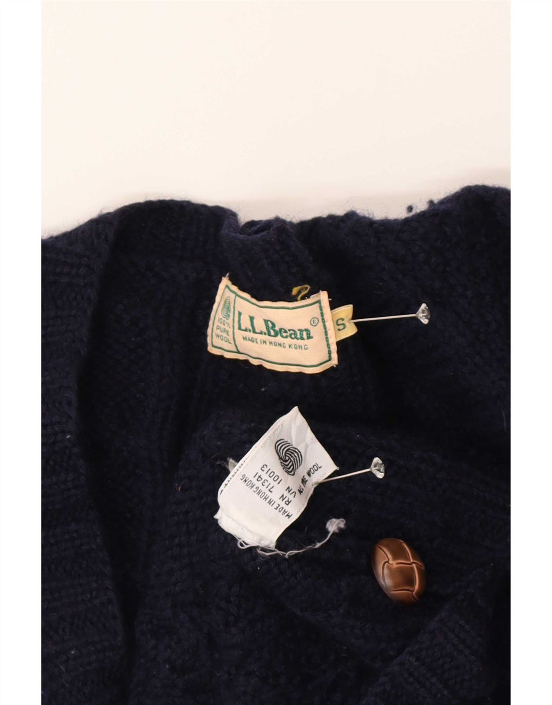 L.L.Bean Dame oversized cardigan sweater UK 10 Small Navy Blue Uld