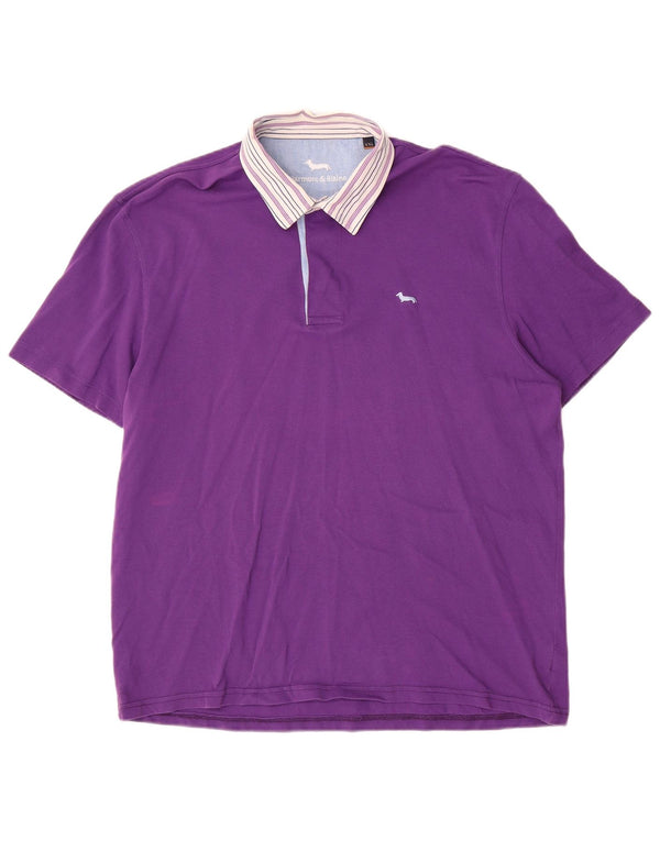 Harmont & Blaine herre poloshirt 2XL lilla stribet bomuld