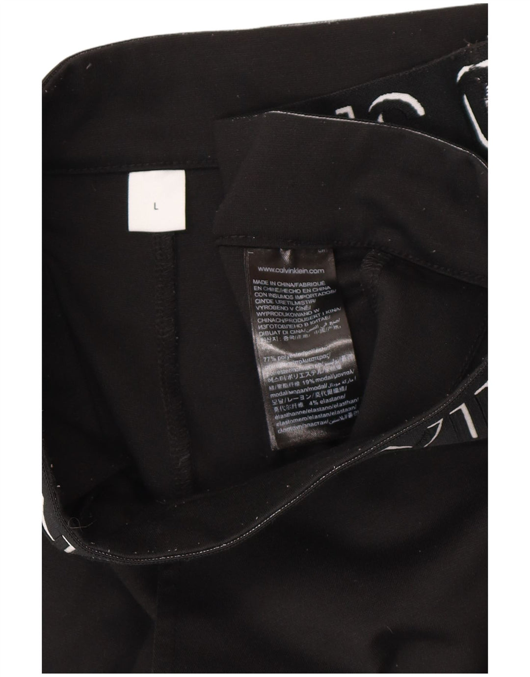 CALVIN KLEIN Dame Slim Fit Grafiske Cropped Bukser Large W32 L27 Sort